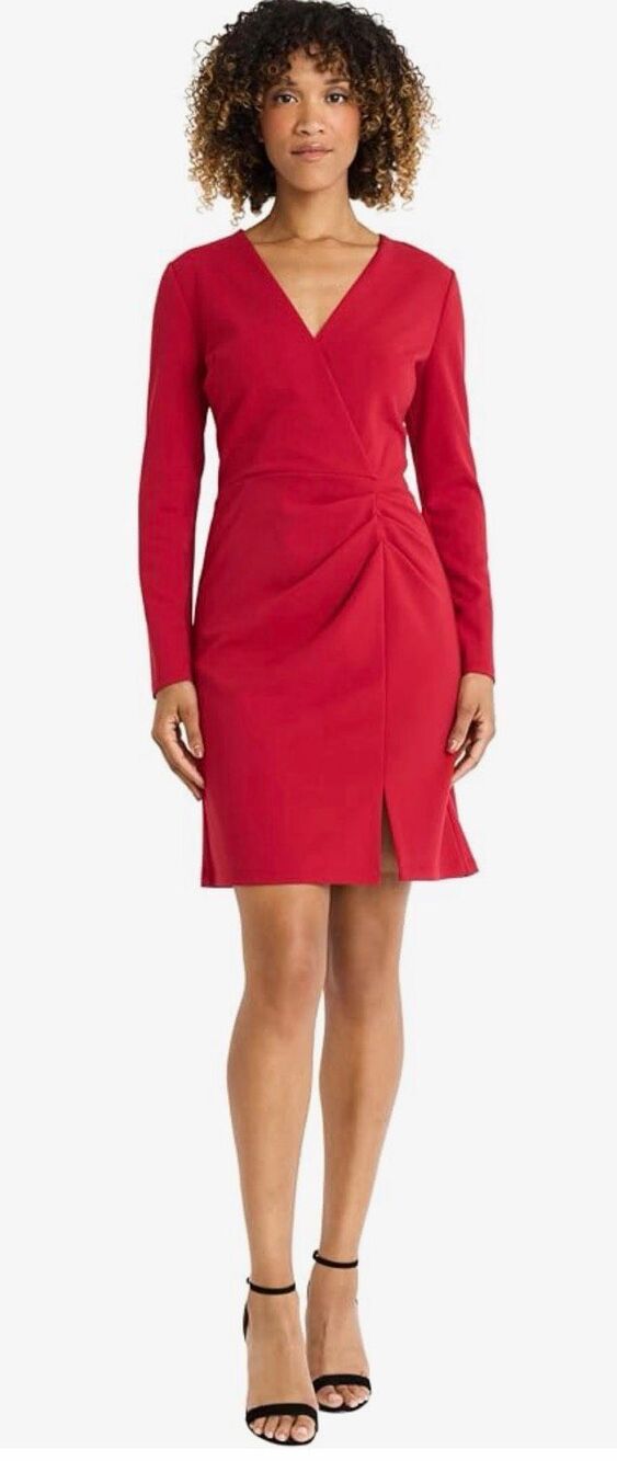 Maggy London Women's Wrap Front Dress with Draped Skirt NWT Size 4